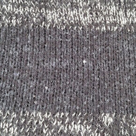 💜Loft Black & Gray Sparkly Colorblock Alpaca & Wool Cropped Sweater Medium - Picture 7 of 9